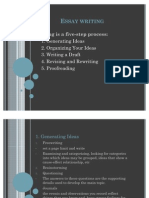 Generating Ideas 2. Organizing Your Ideas 3. Writing A Draft 4. Revising and Rewriting 5. Proofreading