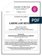 2020 - 07 - 04 UE College of Law Course Syllabus On Labor Law Review