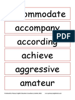 Accommodate Accompany According Achieve Aggressive Amateur: Word List - Year 3 and 4