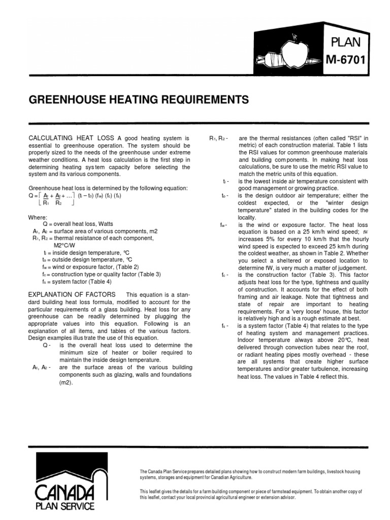 Greenhouse Heating Requirements Calculating Heat Loss PDF Building Insulation Heat Transfer