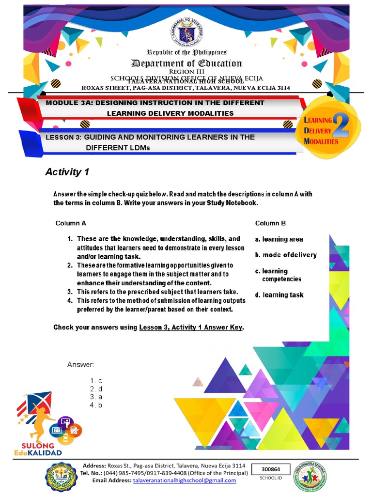 FORMAT MODULE 3A and 3B With Answer | Educational Technology | Learning