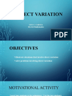 Direct Variation: Leo C. Cabaya MA Ed Mathematics