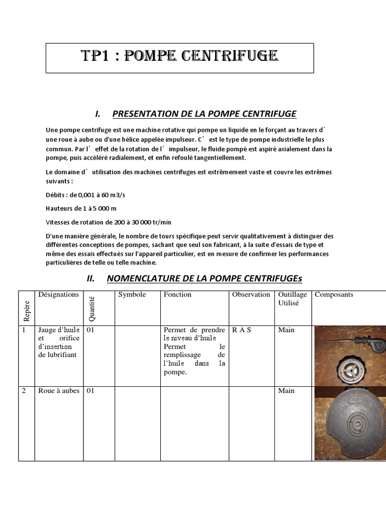 Fonctionnement et Maintenance des Pompes Centrifuges | PDF | Pompe ...