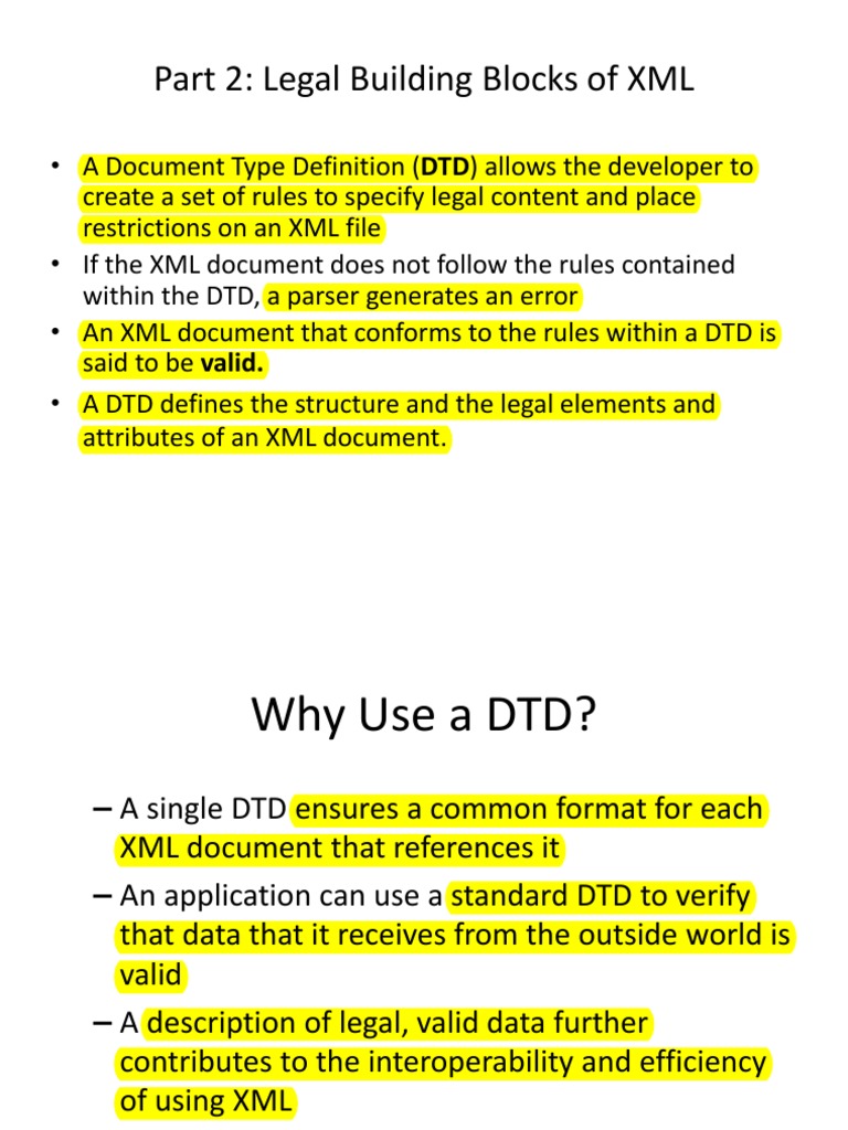 Part 2 Legal Building Blocks of XML PDF Xml  Standards