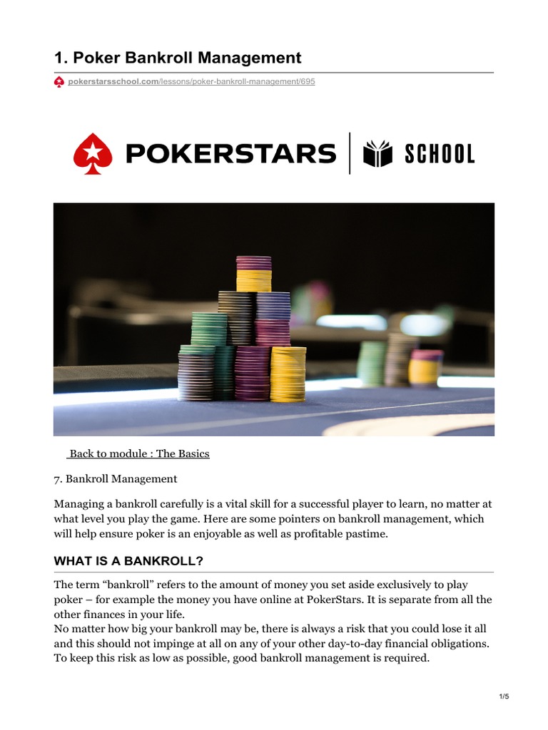 The Basics - 7 Bankroll Management - 1 Poker Bankroll Management | PDF ...