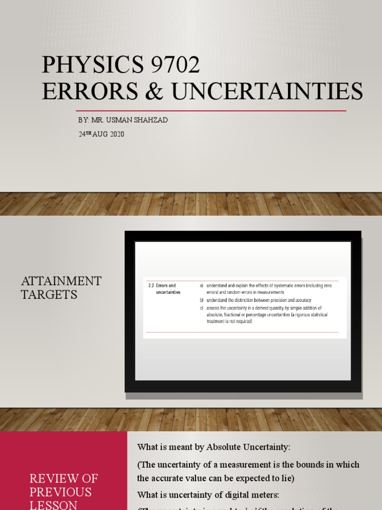 Understanding Errors & Uncertainties in Physics | PDF | Uncertainty ...