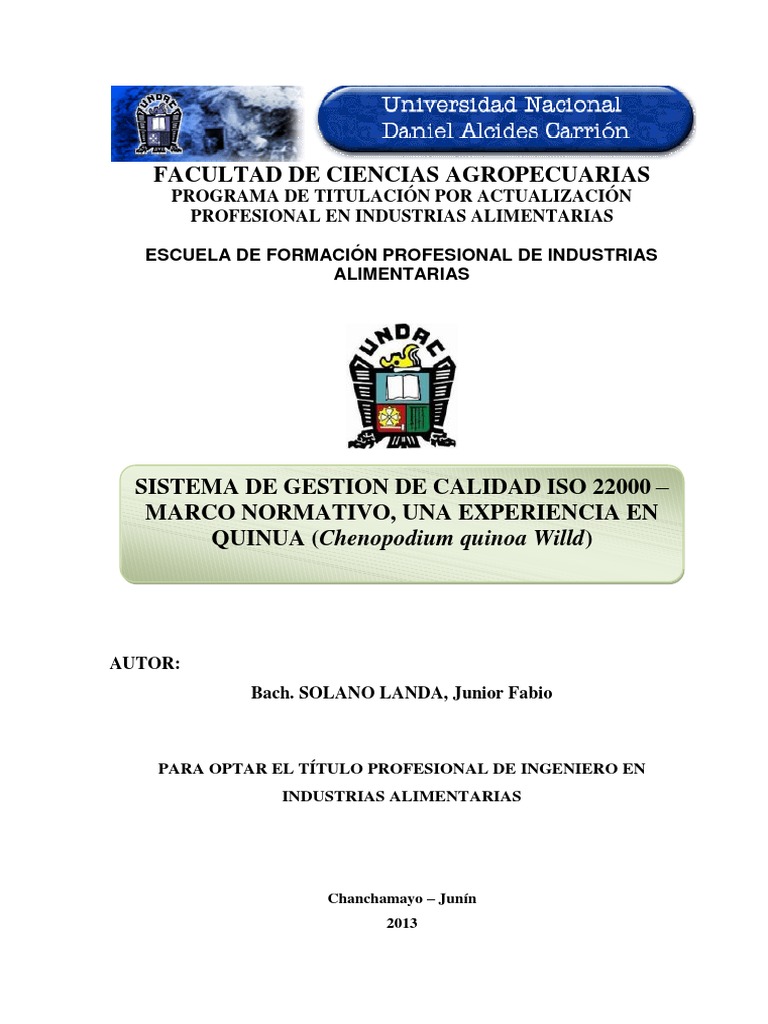 ISO 22000 en la Gestión de Quinua | PDF | Análisis de Riesgo y Puntos ...
