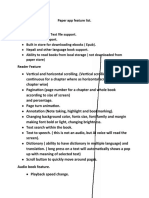Paper App Feature List. General Overview