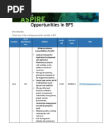 Opportunities in BFS: Location Cca / Operational Role Skill Set Grade HR SO#-line Item POC