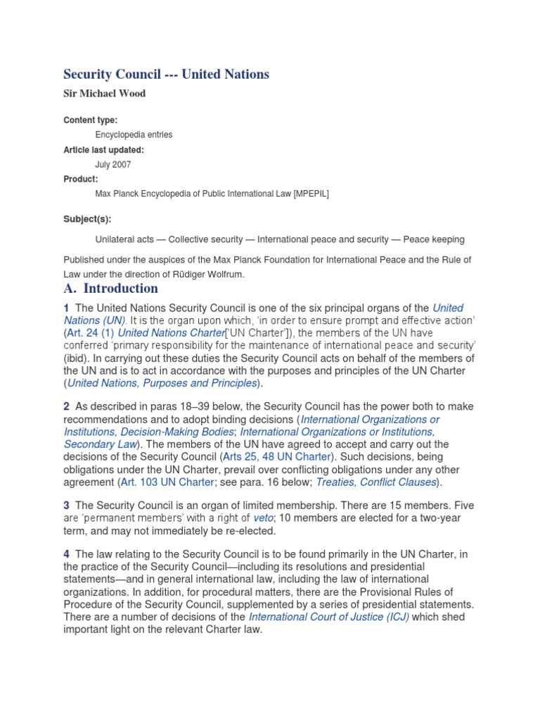 United Nations Institutions PDF | PDF | United Nations Security Council ...