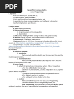 Sample Lesson Plan in Linear Programming
