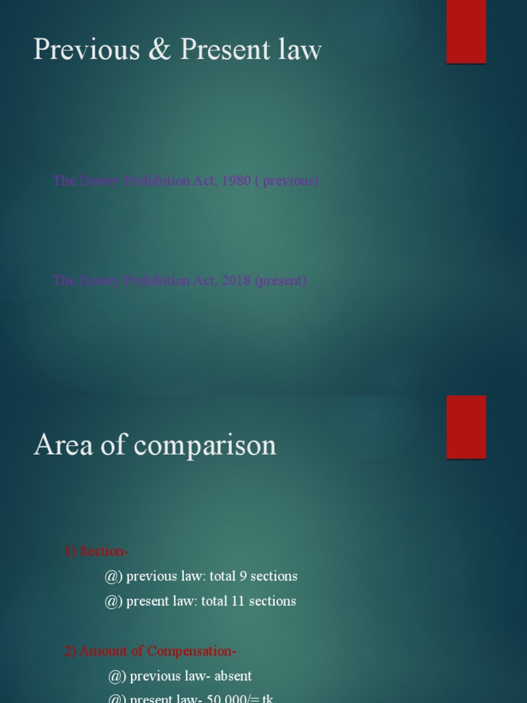 Dowry Prohibition Act: 1980 vs 2018 Comparison | PDF | Social Science | Law