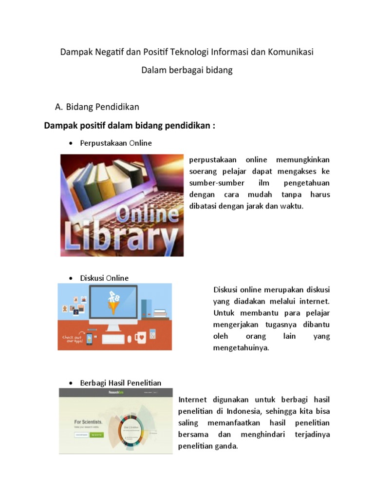 Dampak Negatif Dan Positif Teknologi Informasi Dan Komunikasi Pdf
