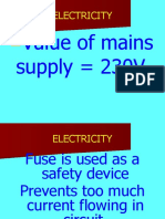 Value of Mains Supply 230V: Electricity