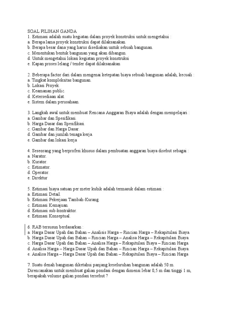 Soal Uas Estimasi Xi Bkp 2020 Docx