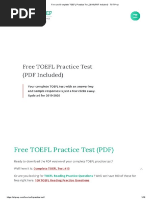Free and Complete TOEFL Practice Test, 2019 (PDF included) - TST Prep