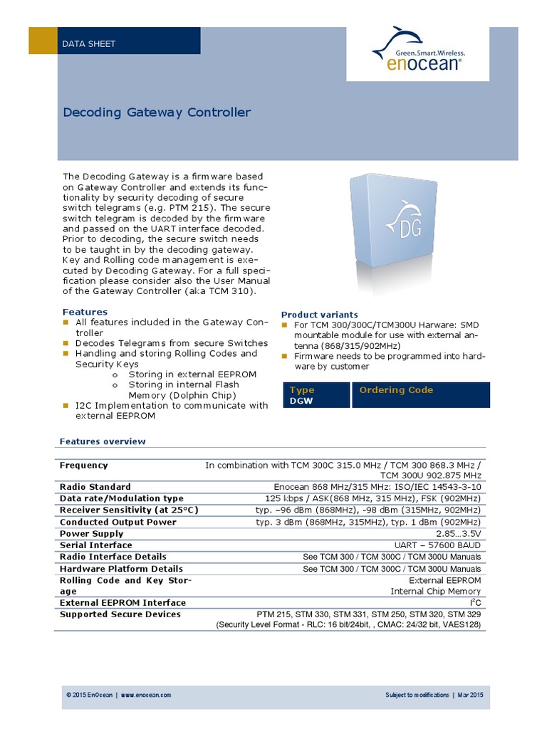 Decoding Gateway Controller: Data Sheet | PDF | Interface (Computing ...