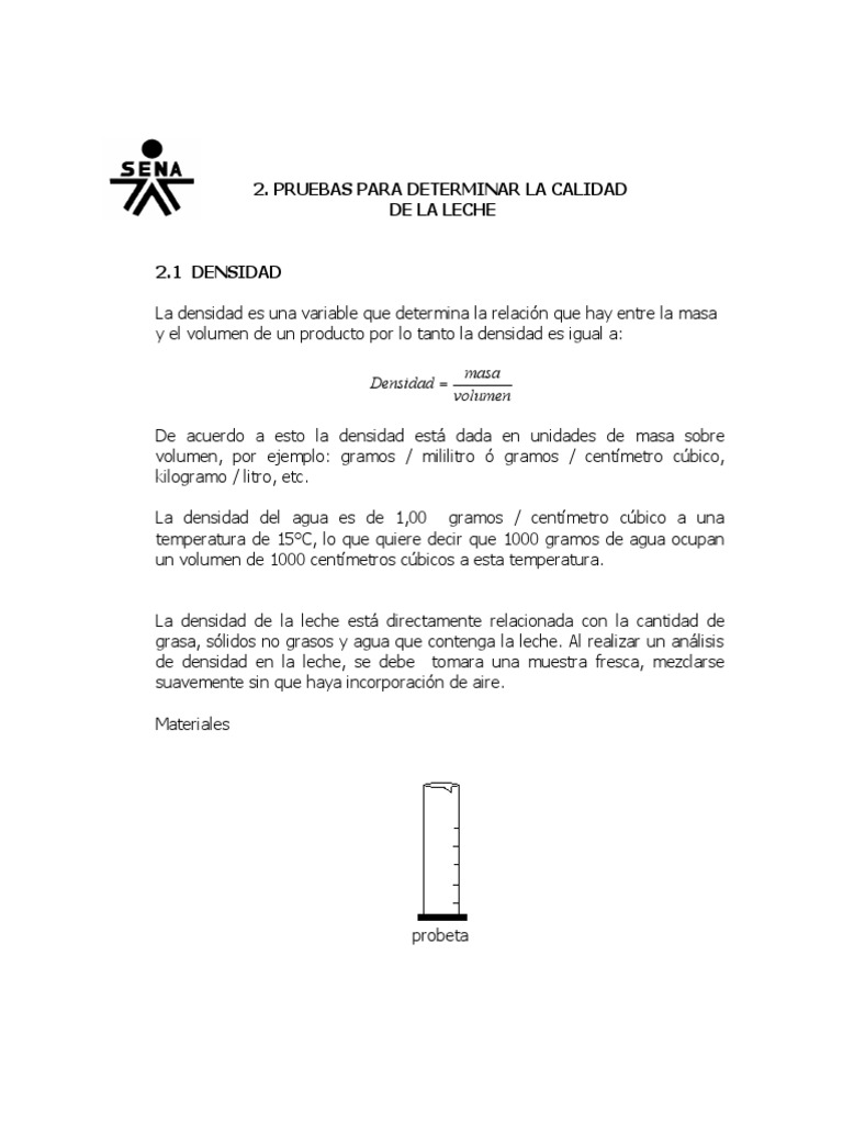 Centimetros Cubicos Y Mililitros Es Lo Mismo Pruebas para Determinar La Calidad de La Leche1 | PDF | Densidad |  Valoración