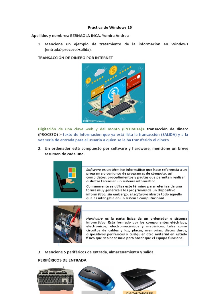 Práctica de Windows 10 | PDF | Periférico | Hardware de la computadora