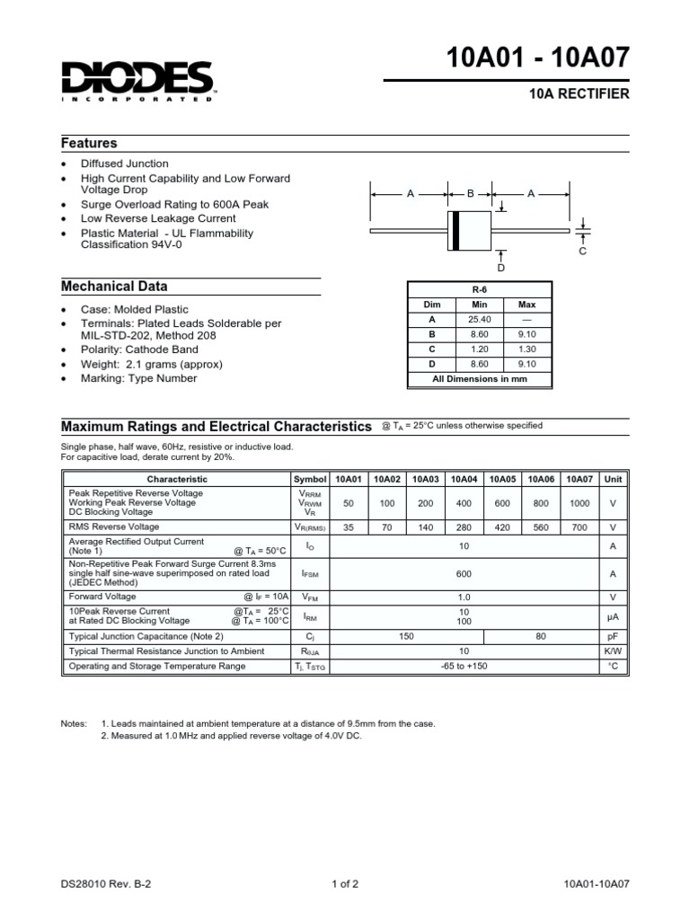 10A Rectifier Features | PDF | Rectifier | Capacitor