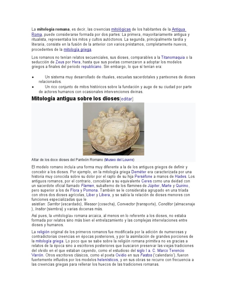 Mitología Romana: Dioses y Creencias | PDF | Mitología romana ...