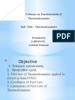 Topic: Problems On Fundamentals of Thermodynamics Sub. Title: Thermodynamics