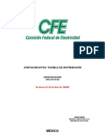 Cortacircuitos fusible distribución especificación CFE V4110-03