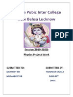 Krishna Pubic Inter College New Behsa Lucknow: Session (2019-2020) Physics Project Work