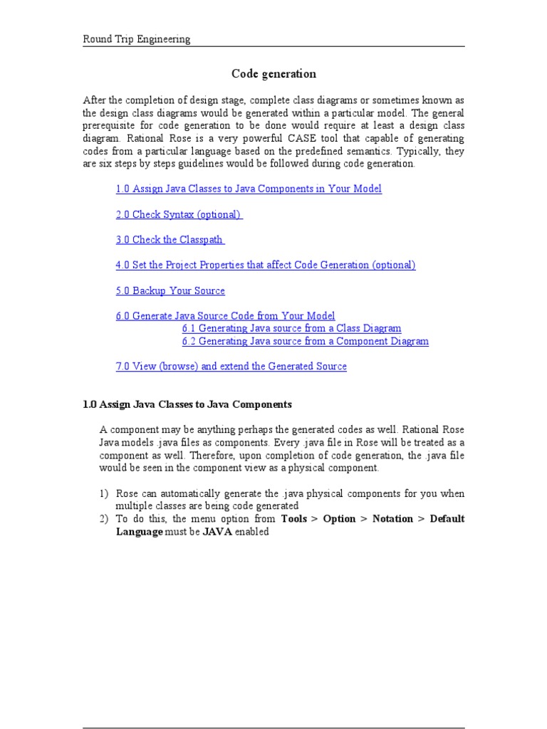 Java Code Generation with Rational Rose | PDF