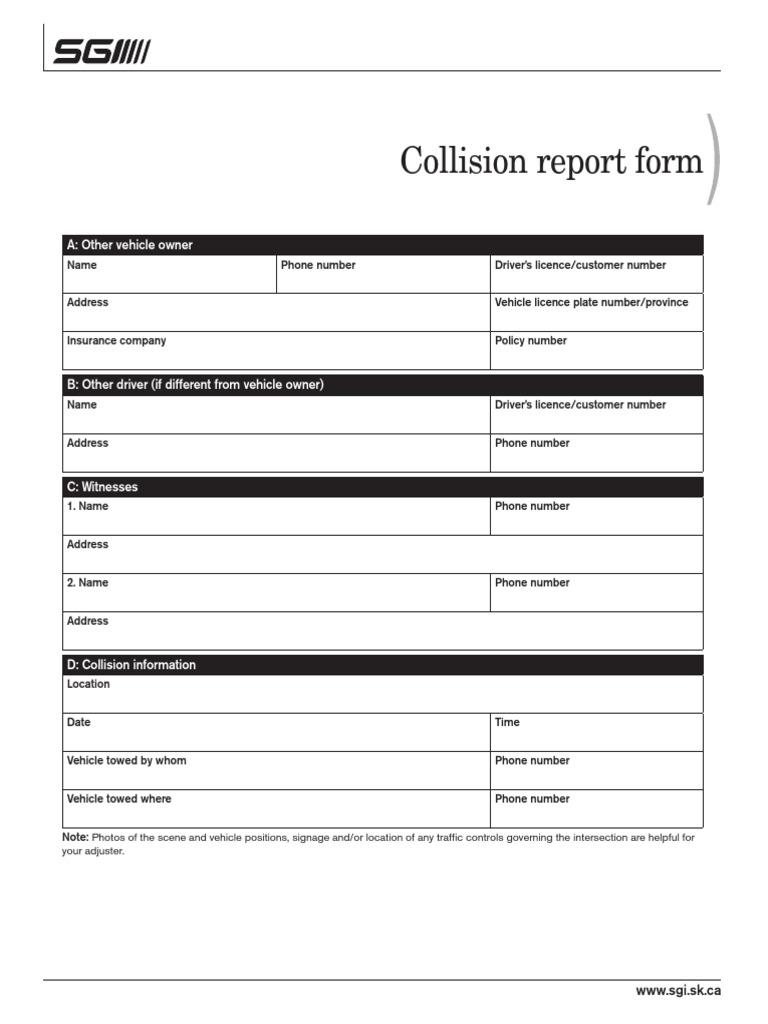 Collision Report Form Details | PDF