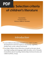 Topic 3: Selection Criteria of Children's Literature