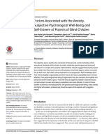 Factors Associated With The Anxiety, Subjective Psychological Well-Being and Self-Esteem of Parents of Blind Children