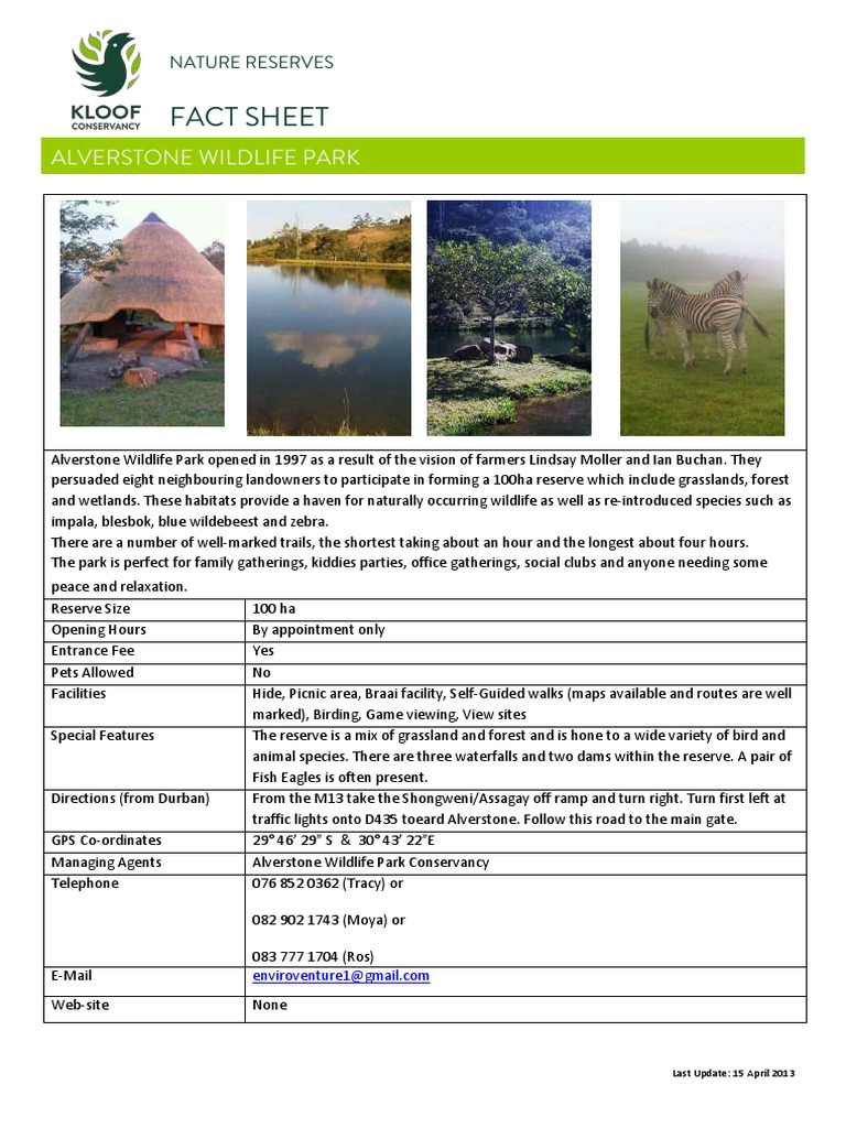 Alverstone Wildlife Park Overview | PDF