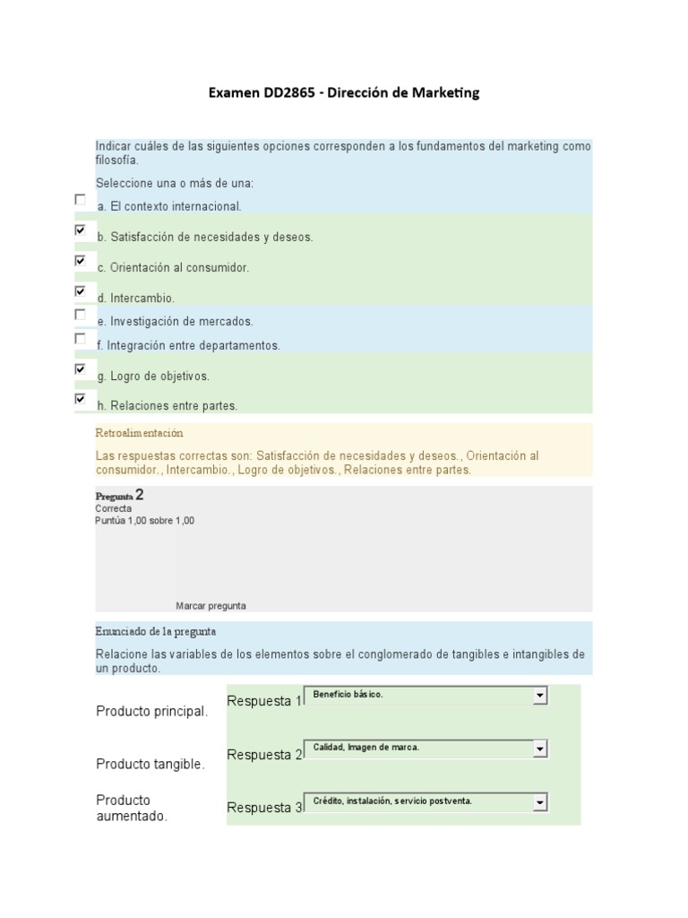 Examen de Fundamentos de Marketing | PDF | Producto (Negocio) | Marketing
