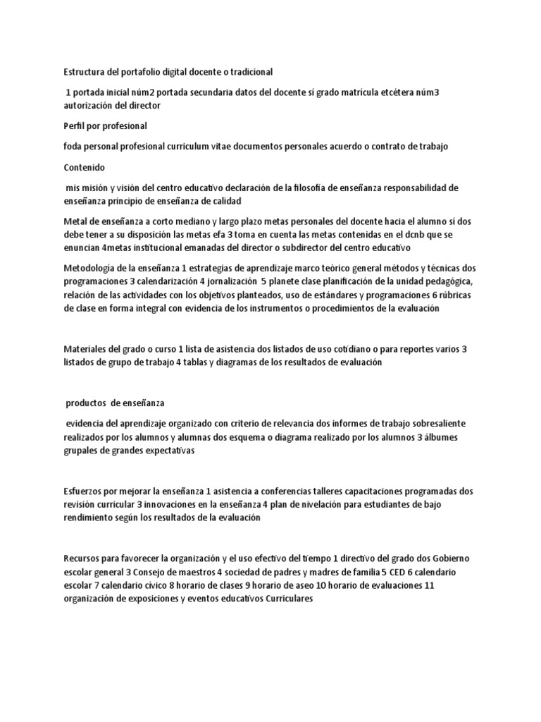Estructura del Portafolio Docente | PDF | Evaluación | Enseñando