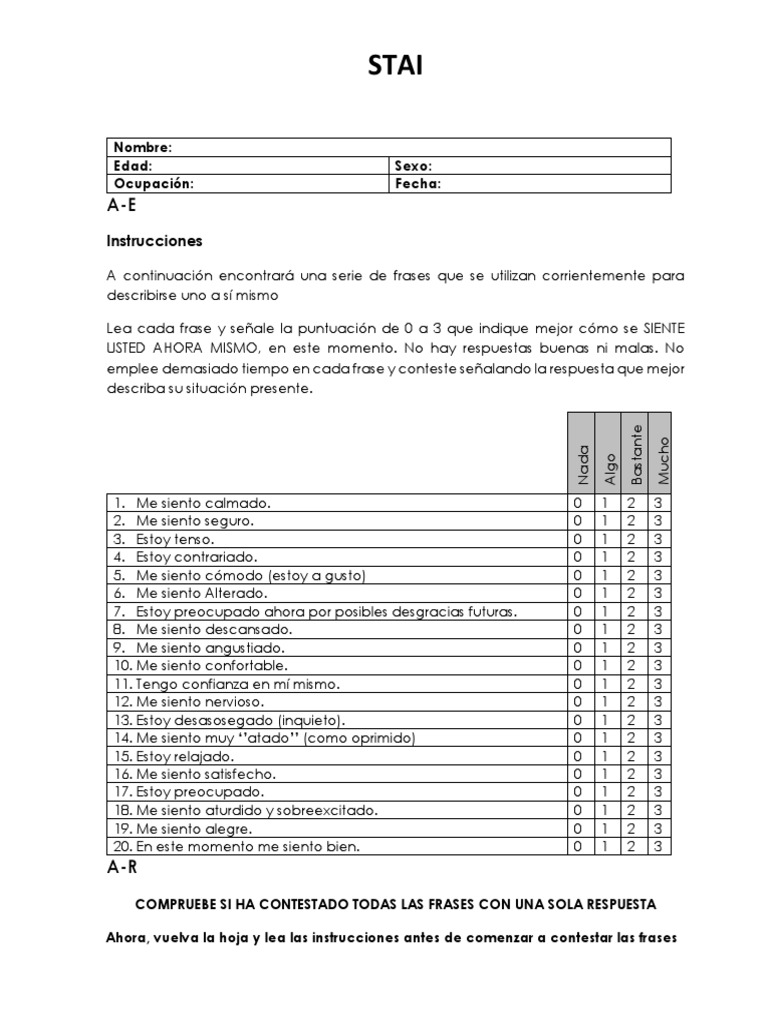 STAI Protocolo | PDF