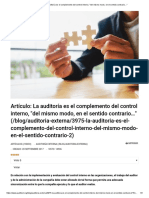 Artículo - La Auditoría Es El Complemento Del Control Interno, - Del Mismo Modo, en El Sentido Contrario - PDF