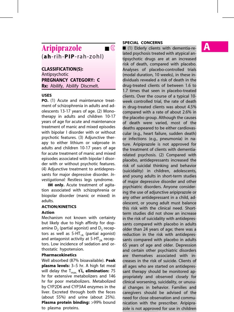 Abilify Pdf Antipsychotic Clinical Medicine