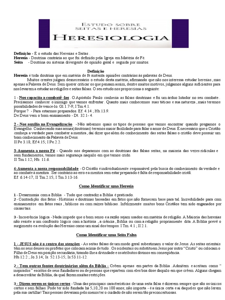 Heresiologia - Estudo - Bíblico-.PDF Heresias E Seitas - Scribd | PDF ...
