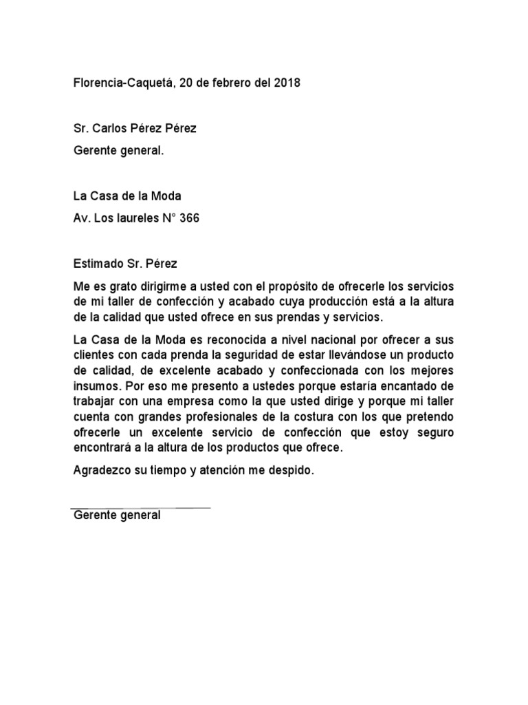 Ejemplo de carta comercial formal | PDF