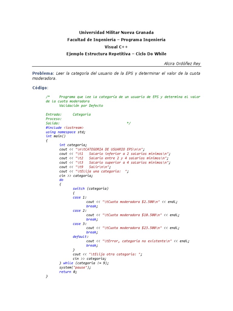 Ejemplo de Ciclo Do While en C++ | PDF | Métodos y materiales de ...