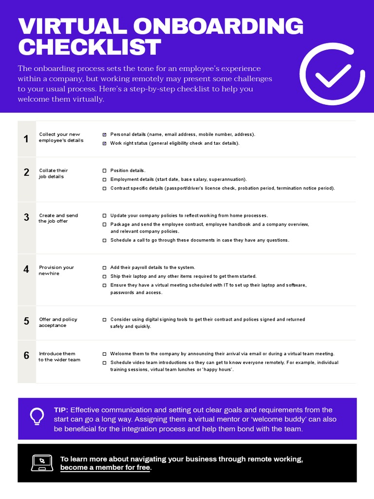 Virtual Onboarding Checklist Guide | PDF | Telecommuting | Employment