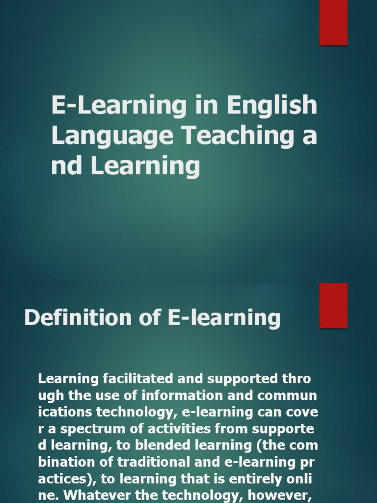 E-Learning in English Language Teaching and Learning | PDF ...
