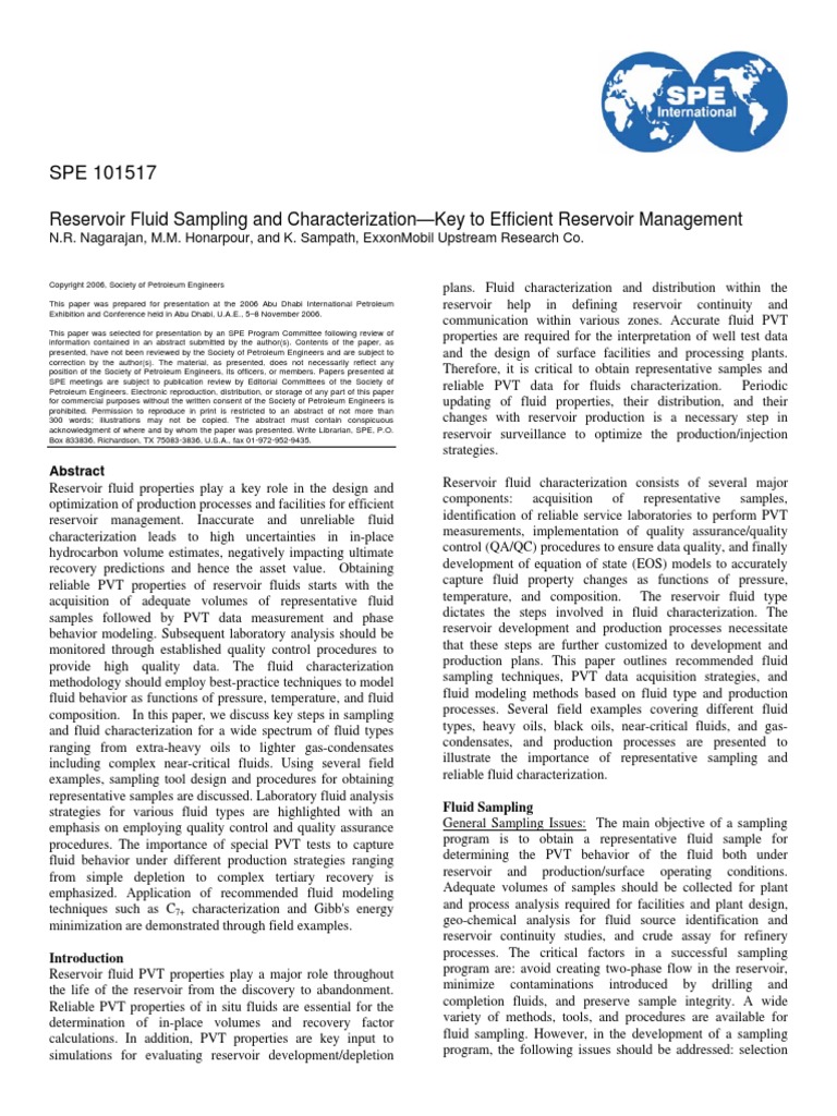 6614 Reservoir Fluid Sampling and CharacterizationKey To Efficient