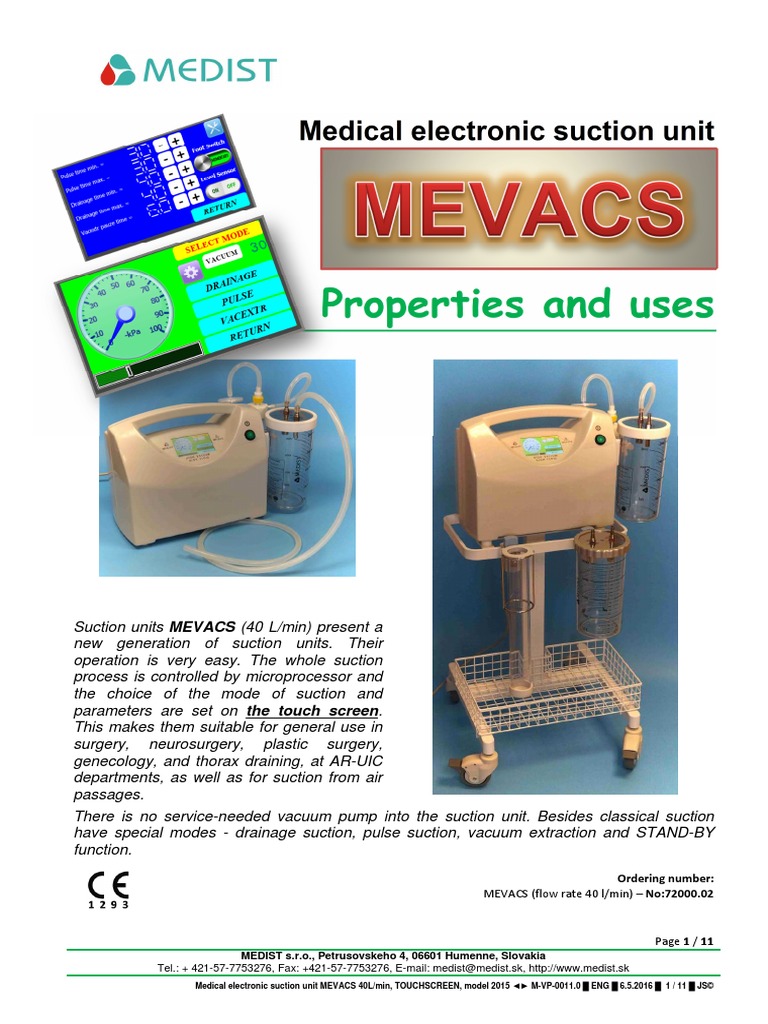 Properties and Uses: Medical Electronic Suction Unit | PDF | Switch ...