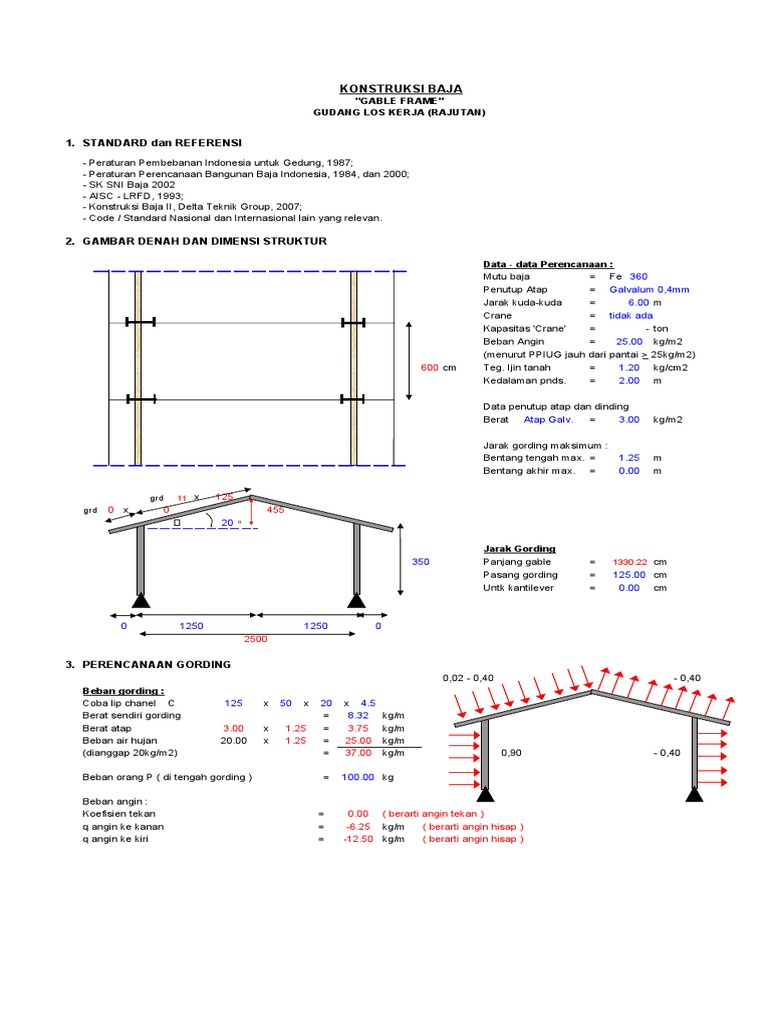Rencana Konstruksi Baja Gable Frame | PDF | Temporal Rates | Classical ...