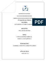 Conclusiones Sobre El Video La Estadistica - Gabriela Chiquito Lopez PDF