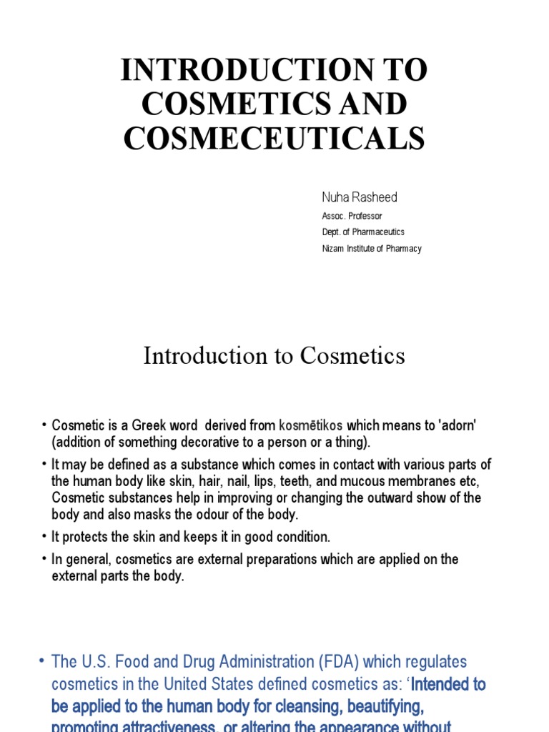 Introduction to cosmetics and cosmeceuticals pdf federal food