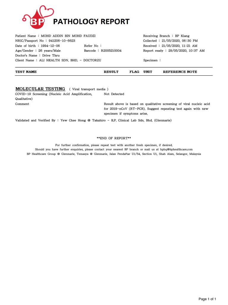 Molecular Testing: Page 1 of 1 | PDF