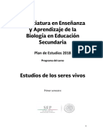Estudio de Los Seres Vivos Plan de Estudios PDF
